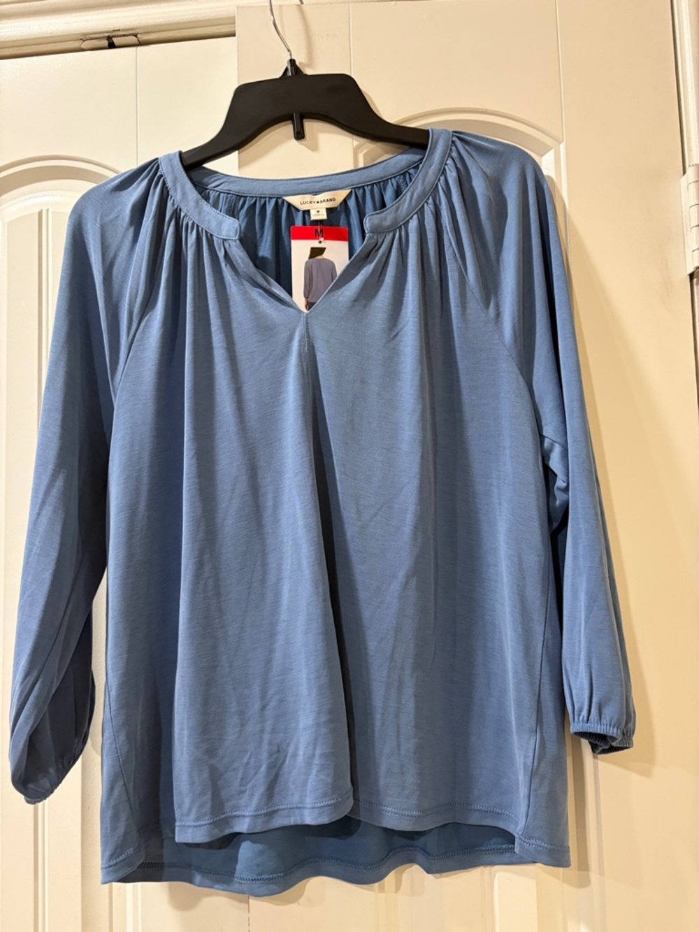 Lucky brand Light Blue Gathered Neck top.